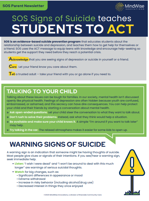 SOS Signs of Suicide teaches students to ACT